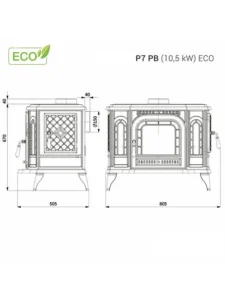 Standholzofen P7 ECO 10,5 kW Front- und seitliche Beschickung – Bild 9